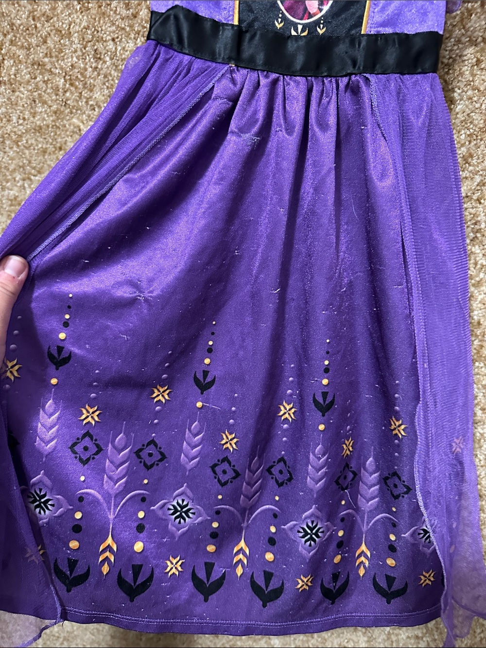 Disney Purple Anna Costume Dress with Gold Accents - Picture 3 of 4